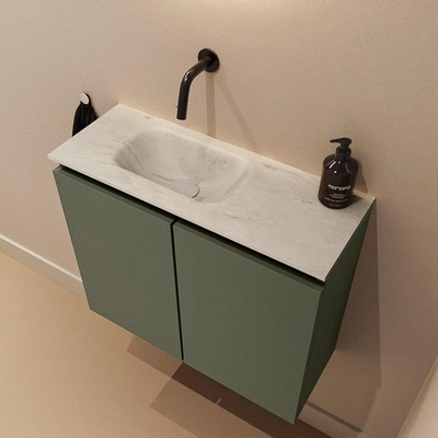 MONDIAZ TURE-DLUX 60cm toiletmeubel Army. EDEN wastafel Opalo positie links. Zonder kraangat.