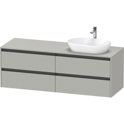 Duravit Ketho 2 wastafelonderbouwkast incl. consoleplaat met 4 laden voor waskom rechts 160x55x56.8cm met handgrepen antraciet betongrijs mat