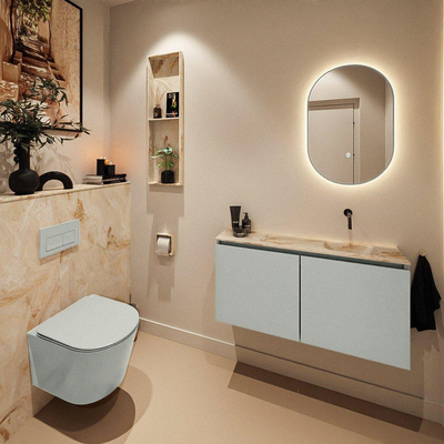 MONDIAZ TURE-DLUX 100cm toiletmeubel Greey. EDEN wastafel Frappe positie rechts. Zonder kraangat.