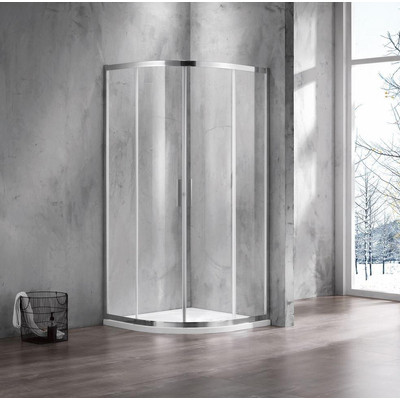 Saniclass Casus Douchecabine - 90x90x200cm - kwartrond - helder glas - profiel - chroom