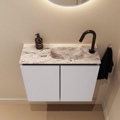 MONDIAZ TURE-DLUX 60cm toiletmeubel Cale. EDEN wastafel Glace positie rechts. Met 1 kraangat.