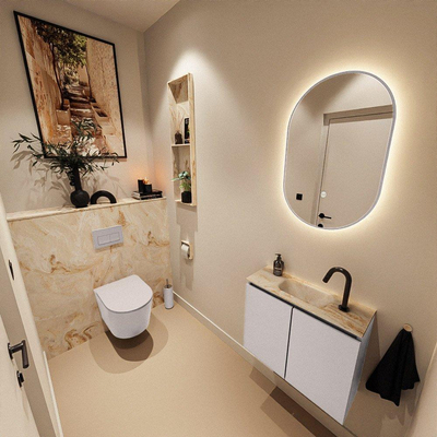 MONDIAZ TURE-DLUX 60cm toiletmeubel Cale. EDEN wastafel Frappe positie midden. Met 1 kraangat.