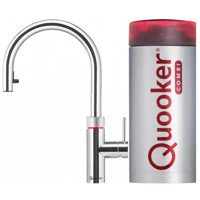 Quooker NL Flex keukenkraan koud, warm en kokend water inclusief uittrekbare uitloop met Combi reservoir chroom