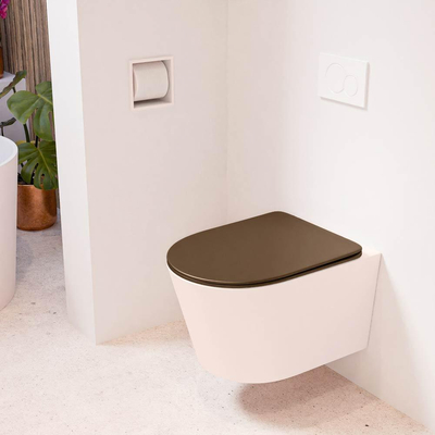 MONDIAZ LAVIE wandclosetpack - 36x53cm - diepspoel - rimless - Rosee (roze) - softclose - quick-release - toiletzitting - Rust (rood)