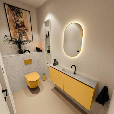 MONDIAZ TURE-DLUX 120cm toiletmeubel Ocher. EDEN wastafel Opalo positie midden. Met 1 kraangat.