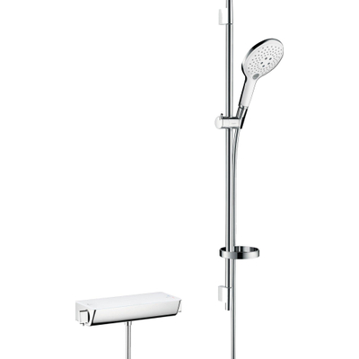 Hansgrohe Ecostat select thermostaat met raindance 150 3jet air unicas 90 wit chroom