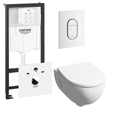 Geberit 300 basic toiletset inclusief Grohe inbouwreservoir en Grohe Arena bedieningsplaat wit