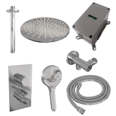 Brauer Chrome Edition Regendoucheset inbouw - hoofddouche 30 cm - 2 functies - inclusief inbouwdeel - handdouche Rond 3 standen - chroom