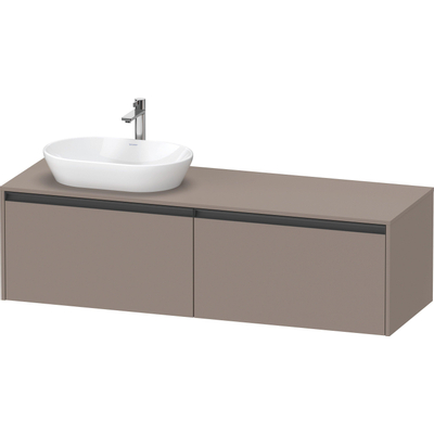 Duravit Ketho 2 wastafelonderbouwkast incl. consoleplaat met 2 laden voor waskom links 160x55x45.9cm met handgrepen antraciet basalt mat