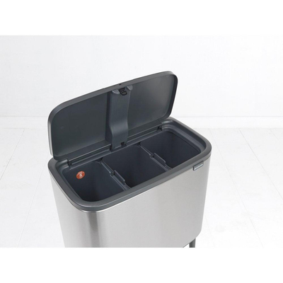 Brabantia Bo Touch Bin Afvalemmer - 3x11 liter - 3 kunststof binnenemmers - matt steel fingerprint proof