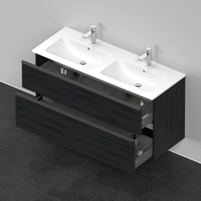 Duravit D-Neo wastafelonderkast 128x62.5x46.2cm 2 lades Eiken (zwart) Mat