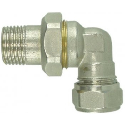 Riko radiatorkoppeling 3-del. 1/2x15 knel haaks vernikkeld