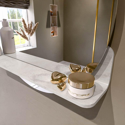 Mondiaz SPOT Badkamerspiegel - rond 60cm - spiegelplanchet - kleur Ostra