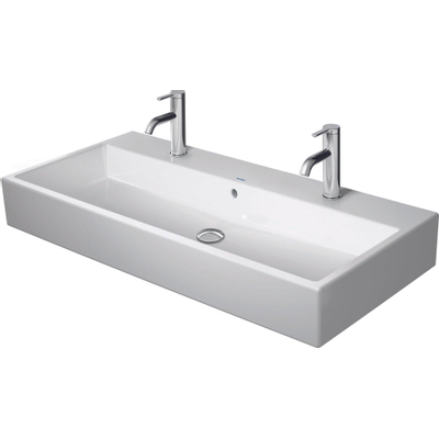 Duravit Vero Air (meubel) wastafel met 2 kraangaten met overloop 100x47cm met WonderGliss wit