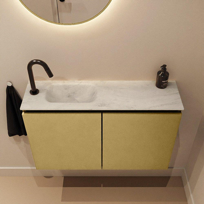 MONDIAZ TURE-DLUX 80cm toiletmeubel Oro. EDEN wastafel Opalo positie links. Met 1 kraangat.