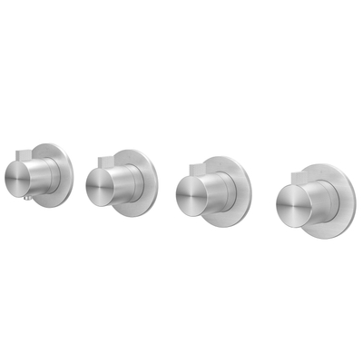 IVY Tribe Afbouwdeel - voor Inbouwthermostaat - 3 stopkranen - symmetry - ronde rozetten - RVS316 - geborsteld