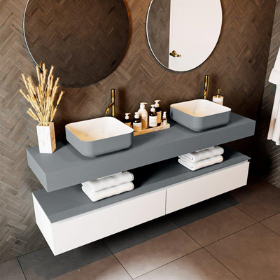 Mondiaz TOP 41 Vrijhangend Topblad - 170x41x12cm - geschikt voor waskom - Solid surface - Plata