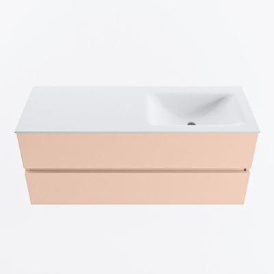 MONDIAZ VICA Badkamermeubelset - 120cm - onderkast rosee- 2 lades - wastafel cloud rechts - 1 kraangat - 60cm hoge versie - talc