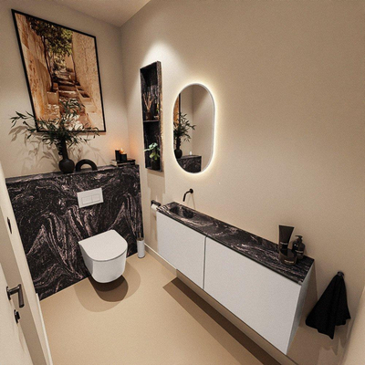 MONDIAZ TURE-DLUX 120cm toiletmeubel Linen. EDEN wastafel Lava positie links. Zonder kraangat.