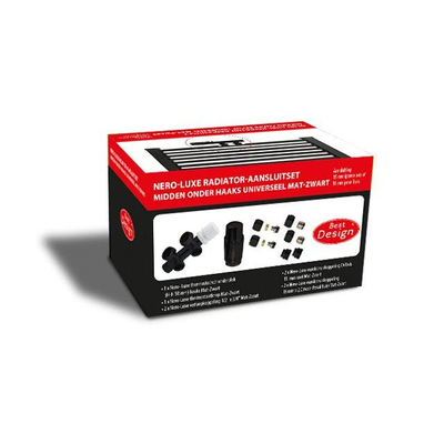Best Design Nero-Luxeuniversele radiator aansluitset midden onder haaks zwart mat TWEEDEKANS