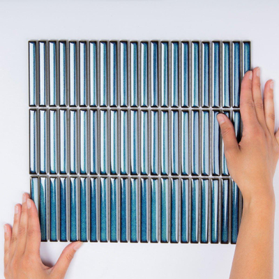 The Mosaic Factory Sevilla mozaïektegel - 28.2x30.8cm - wandtegel - Rechthoek - Porselein Azure Blue speckle Glans