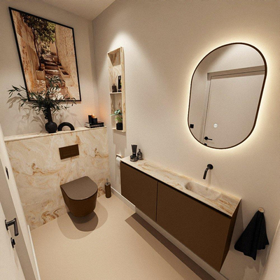 MONDIAZ TURE-DLUX 120cm toiletmeubel Rust. EDEN wastafel Frappe positie rechts. Zonder kraangat.