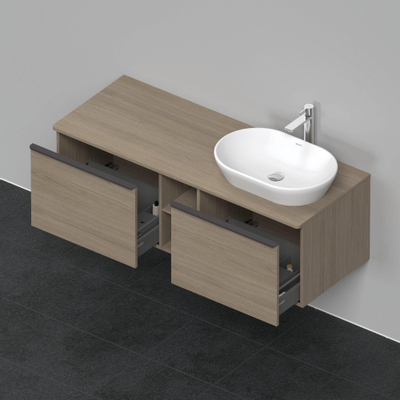 Duravit D-Neo wastafelonderkast 140x45.9x55cm 2 lades Eiken (terra) Mat