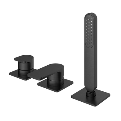 Hotbath Gal Badrandcombinatie één hendel mengkraan zonder uitloop met 2 functies omstel Geborsteld Gunmetal PVD