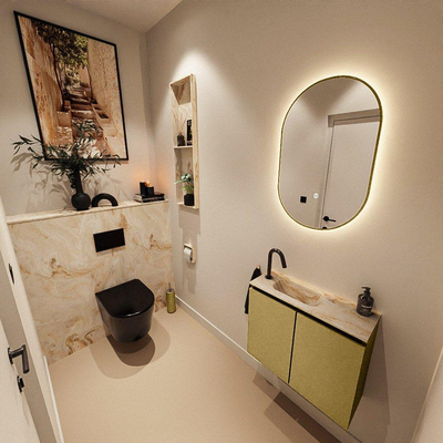 MONDIAZ TURE-DLUX 60cm toiletmeubel Oro. EDEN wastafel Frappe positie links. Met 1 kraangat.