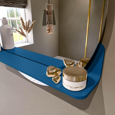 Mondiaz SPOT Badkamerspiegel - rond 60cm - spiegelplanchet - kleur Jeans