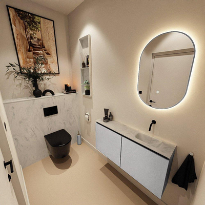 MONDIAZ TURE-DLUX 100cm toiletmeubel Plata. EDEN wastafel Opalo positie rechts. Zonder kraangat.
