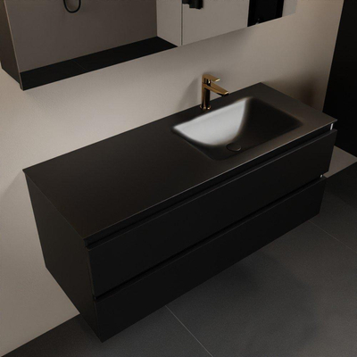 Mondiaz Aivy badmeubelset - 120x45x50cm - 1 kraangat - 1 wasbak urban Solid surface - Rechts - 2 lades - Met spiegelkast - MDF Urban