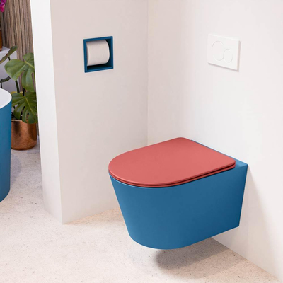 MONDIAZ LAVIE wandclosetpack - 36x53cm - diepspoel - rimless - Jeans (blauw) - softclose - quick-release - toiletzitting - Fire (rood)