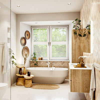 MONDIAZ VICA 120cm badmeubel onderkast Washed Oak 2 lades. Wastafel MOON links 1 kraangat, kleur Talc.