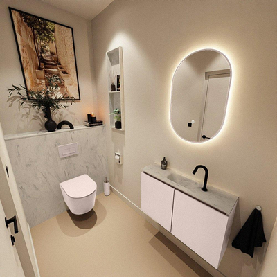MONDIAZ TURE-DLUX 80cm toiletmeubel Rosee. EDEN wastafel Opalo positie midden. Met 1 kraangat.