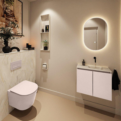 MONDIAZ TURE-DLUX 60cm toiletmeubel Rosee. EDEN wastafel Ostra positie rechts. Zonder kraangat.