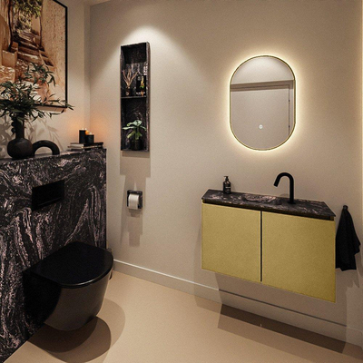 MONDIAZ TURE-DLUX 80cm toiletmeubel Oro. EDEN wastafel Lava positie midden. Met 1 kraangat.