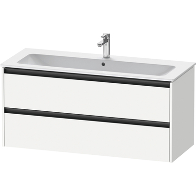 Duravit Ketho 2 wastafelonderbouwkast met 2 laden voor enkele wastafel 121x48x55cm met grepen antraciet wit mat