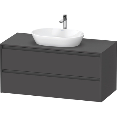 Duravit Ketho 2 wastafelonderbouwkast incl. consoleplaat met 2 laden 120x55x56.8cm met handgrepen antraciet grafiet mat