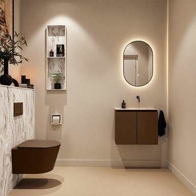 MONDIAZ TURE-DLUX 60cm toiletmeubel Rust. EDEN wastafel Glace positie rechts. Zonder kraangat.