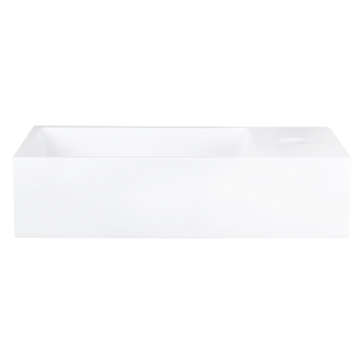 Differnz Solid fonteinset - 36x18.5x9cm - Rechthoek - 1 kraangat - recht koper kraan - Solid surface Wit