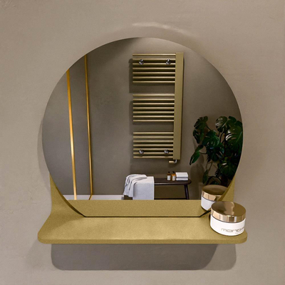 Mondiaz SPOT Badkamerspiegel - rond 40cm - spiegelplanchet - kleur Oro