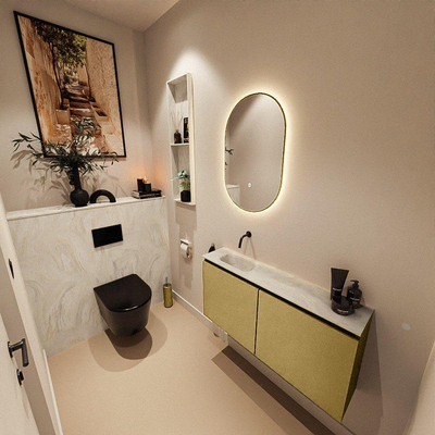 MONDIAZ TURE-DLUX 100cm toiletmeubel Oro. EDEN wastafel Ostra positie links. Zonder kraangat.