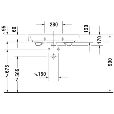 Duravit HappyD 2 meubelwastafel geslepen met overloop met 1 kraangat 80x50.5cm met wondergliss wit