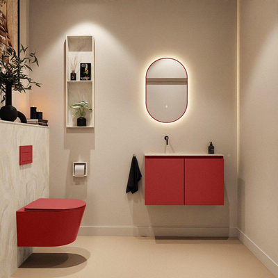 MONDIAZ TURE-DLUX 80cm toiletmeubel Fire. EDEN wastafel Ostra positie links. Zonder kraangat.