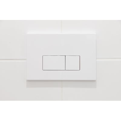 QeramiQ Push Bedieningsplaat kunststof Glans Wit met rechthoek dualflush frontbediening voor Geberit UP320 inbouwreservoir