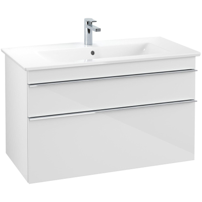 Villeroy & Boch Venticello wastafelonderkast 95.3x59cm 2x lade glossy wit
