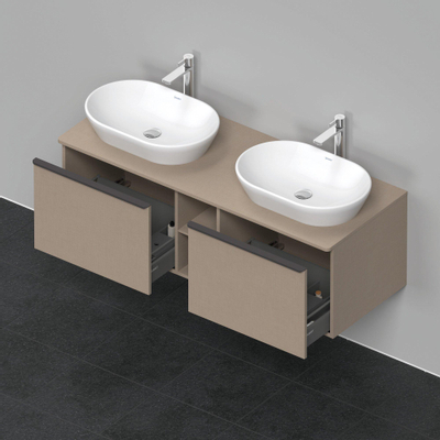 Duravit D-Neo wastafelonderkast 140x45.9x55cm 2 lades Linnen Mat