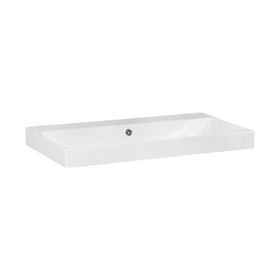 Saniclass Wave Meubelwastafel - 80x46x7.5cm - overloop - 1 wasbak - zonder kraangat - keramiek - wit