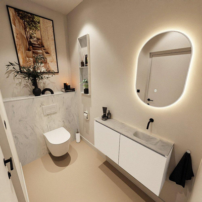MONDIAZ TURE-DLUX 100cm toiletmeubel Talc. EDEN wastafel Opalo positie rechts. Zonder kraangat.